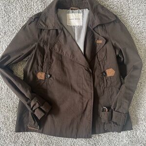 Zara Brown Cargo Jacket W/Faux Suede Trim Size L